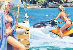Jet-ski'ye binmesiyle anında şova başladı