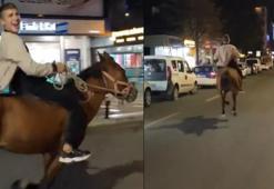 İstanbul Sefaköy'de ilginç görüntü! Cadde ortasında atını dört nala koşturdu