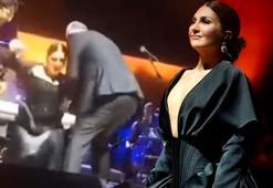 Sibel Can sahnede yere kapaklandı! 2 kişinin yardımıyla kalkabildi