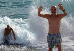 Meteoroloji'nin turuncu kodla uyardığı Antalya'da deniz keyfi!