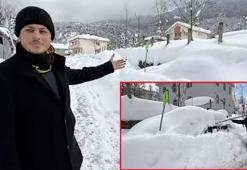 Kar köyü yuttu! Bez akılı çubuklarla arabalarını buluyorlar