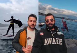 Bebek Sahili'nde sörf yapan Batman ve Örümcek Adam konuştu: Gülmeye çok ihtiyacımız varmış