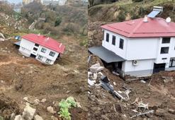 Artvin Hopa'da 2 katlı ev, yapı bütünlüğü bozulmadan heyelanda 50 metre sürüklendi