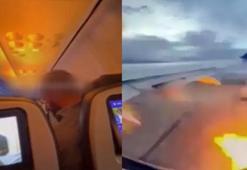 Gökyüzünde dehşet anları! Yolcu uçağının motoruna tavşan girdi motor alev aldı