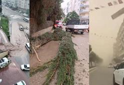 Yağmur, dolu, fırtına hayatı felç etti! Çatılar uçtu, yollar göle döndü