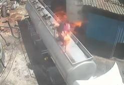 Ağzındaki sigara tankeri patlattı: İşçi metrelerce savruldu