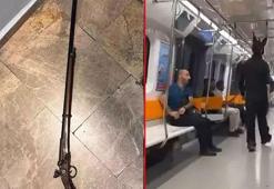 Metroda tavşan kostümlü tüfekli genç gözaltına alındı