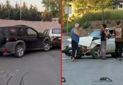 Kavga ettiği eşinin arabasını hurdaya çevirdi! Defalarca çarptı, 2 araca daha hasar verdi
