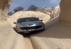 Navigasyon sürücüyü peribacalarının arasına soktu! O anlar kameraya yansıdı