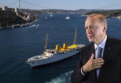 Cumhurbaşkanı Erdoğan gemileri selamladı! Boğaz'da görkemli geçit töreni