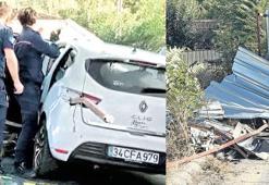 Otomobile saplanan demir sürücünün bacağını deldi