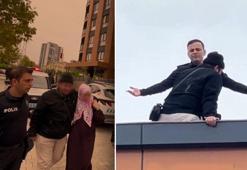 9 katlı binanın çatısına çıkan kapıcıyı, başkomiser ikna etti!