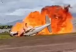 Venezuela'da kalkış yapan uçak piste çakıldı! Dehşet anları kameraya yansıdı