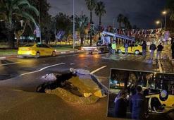 Vatan Caddesi'nde kuvvetli yağış sonrası yol çöktü, taksi takla attı