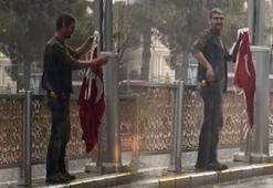 Alkış toplayan hareket! Erzincan’da yağmur altında yere düşen bayrakları topladı