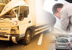 Arnavutköy'de kamyon TIR'a çarptı! Yan koltuktaki yolcu şekilde can verdi