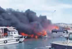 Balıkçı barınağında korkutan yangın! 7 tekne yandı