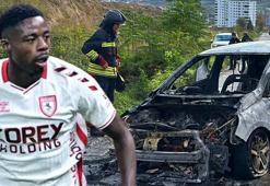 Samsunsporlu oyuncu Musaba'nın kullandığı araba yandı