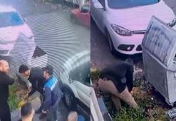 Görüntüler 'pes' dedirtti! İSKİ çalışanı önce boruyu kesti sonra tamire geldi