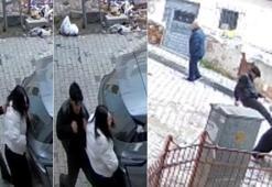 Genç kadının çaresizliği kamerada! Önce darbetti, sonra başına silah dayadı