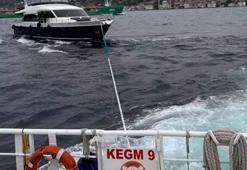 İstanbul Boğazı'nda korkutan anlar! Sürüklenen tekne böyle kurtarıldı