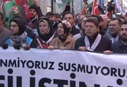 Galata Köprüsü’nde Gazze’ye destek seli! Yoğun katılım dikkat çekti