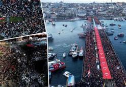 Türkiye, Gazze için ayakta! Galata Köprüsü'nde düzenlenen yürüyüşe büyük katılım