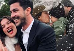 Pınar Deniz ve eşi Kaan Yıldırım kar yağınca çocuklar gibi eğlendi