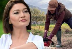Nurgül Yeşilçay köy hayatına alıştı! Elektrikli testereyle odun kesti
