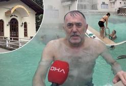 Soğuk dinlemediler: Montla gelip 38 derece suda yüzdüler! Yalova Termal’de yoğunluk