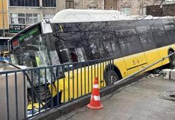 Esenler'de panik anları! İETT otobüsü otoparka daldı