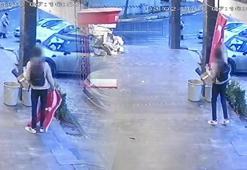 İş yerinin önündeki Türk bayrağını indirmişti! O şüpheli yakalandı