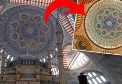 Restorasyonu tartışma yaratmıştı! Selimiye Camii'nin kubbe yazıları ilk kez görüntülendi
