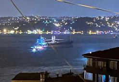 Sarıyer açıklarında kurtarılan gemi bu sefer İstanbul Boğazı’nda fırtınada savruldu