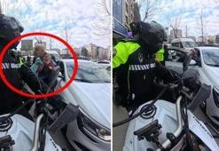 Motosikletli zabıtadan örnek davranış! 3 aylık yaralı bebeği trafikte hastaneye ulaştırdı