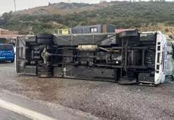 İzmir’de korkutan kaza! Sporcuları taşıyan midibüs devrildi