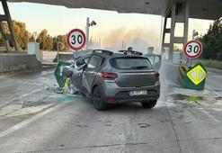 İzmir’de otoyol gişelerinda kaza! Araç bir anda alev topuna döndü