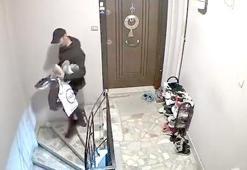 Apartmana girip tek tek ayakkabı seçti! 6 çift çalıp kaçtı: O anlar kamerada