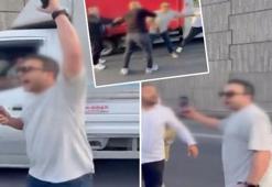 Trafikte gerilim tırmandı! Polis memuru aracın önünü kesti, silah sesleri yükseldi