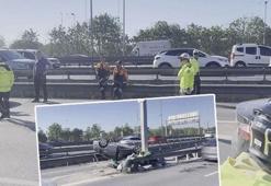 Küçükçekmece'de feci kaza! Otomobil bariyerlere çarparak takla attı