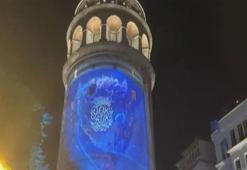 Galata Kulesi'nde Sıfır Atık Haftası ile ilgili ışık gösterisi