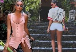 Eda Taşpınar'ın sabah koşusu kombini: Bikini ve çorap!