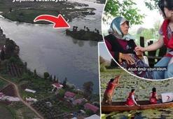 Adada yaşayan yaşlı kadına moral olan yardım kayıkla ulaştı