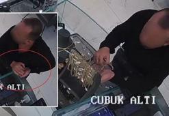 Kuyumcuda pes dedirten hırsızlık! 80 bin liralık altın kolyeyi el çabukluğuyla böyle çaldı