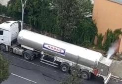 Park halindeki tankerde gaz sızıntısı! Ekipler harekete geçti