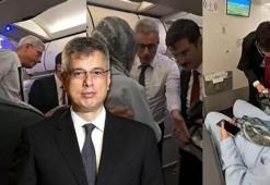 Uçakta panik anları! Bakan Memişoğlu rahatsızlanan yolcuya ilk müdahaleyi yaptı