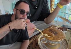 Dubai'de altının tadına baktı! İşte 6.500 TL'lik kahve