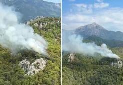 Antalya'da korkutan yangın! Ormanlık alandaki alevlere müdahale başladı