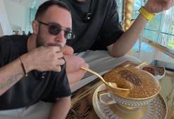 Dubai'de altının tadına baktı! İşte 6.500 TL'lik kahve