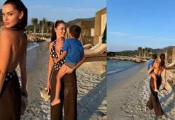 Fahriye Evcen'den oğlu Karan'la neşeli poz